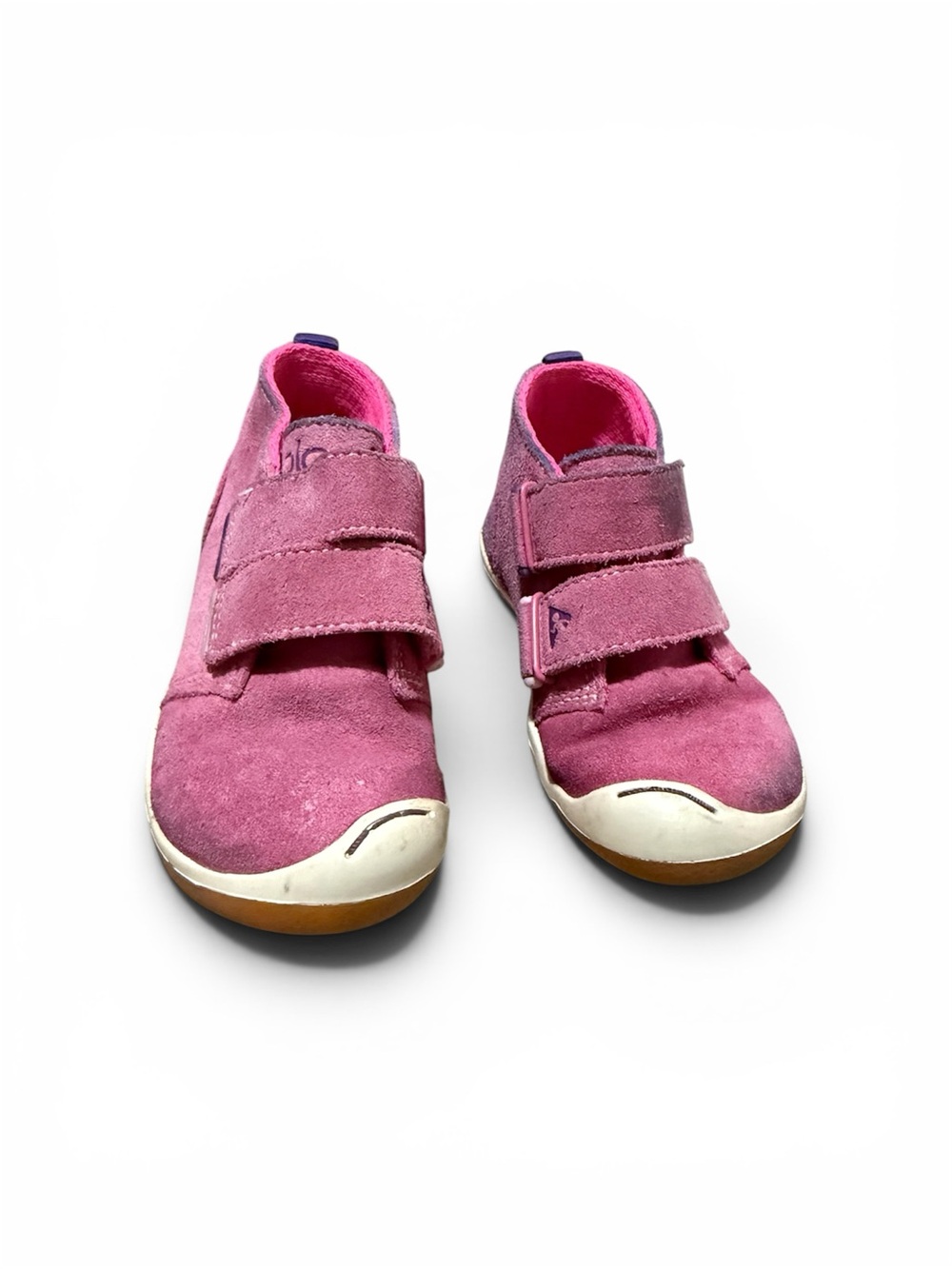 PLAE Kids Pink Suede Double-Strap Sneakers